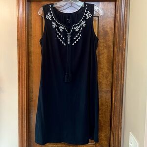 Embroidered Dress Blk Sleeveless Cotton Boho EUC SzMP $5 ADD ON with $15+ Bundle